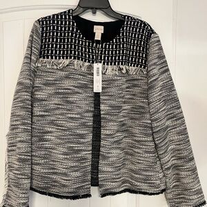 Chico's Navy and Cream Textured Jacket